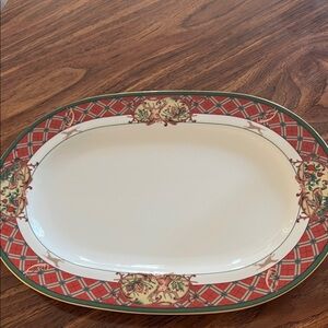 Noritake Red and Green Oval Serving Platter